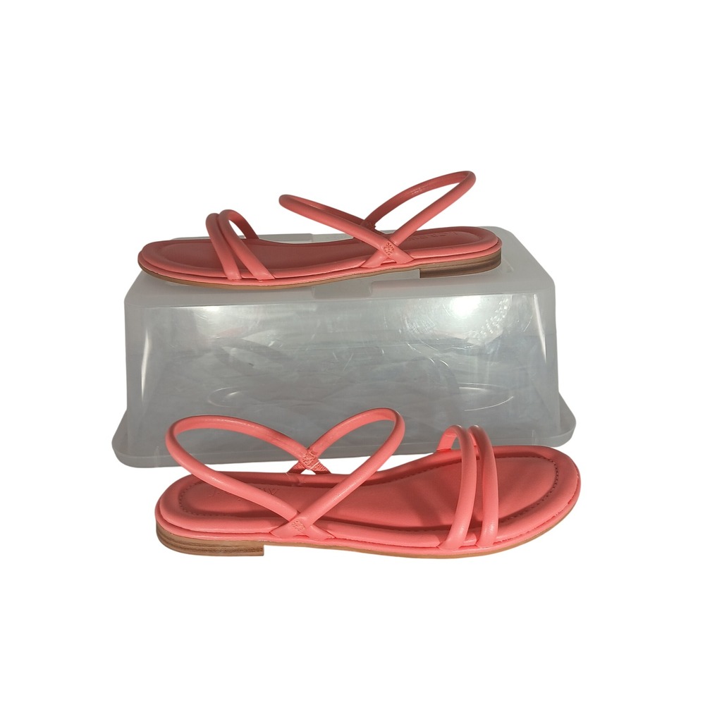 J.Crew Womens Coral Pink Strappy Flat Sandals Slingback Size 8 Minimalist Summer
